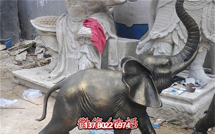 装饰品仿铜大象博鱼平台玻璃钢园林景观