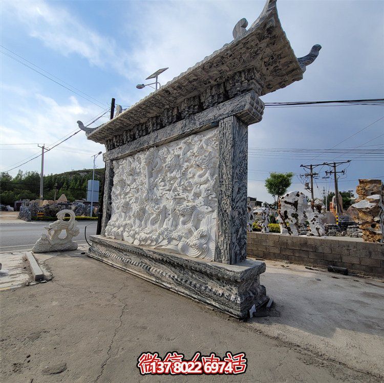 大型户外青石园林景观浮雕壁画影壁博鱼平台