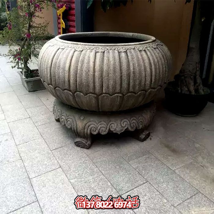 经典古典仿古石雕庭院门口花盆博鱼平台