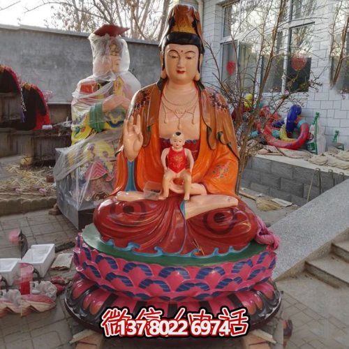 玻璃钢彩绘送子观音博鱼平台