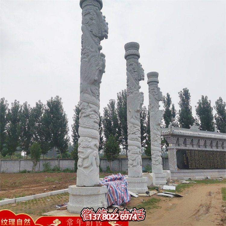 手工雕刻艺术精品——浮雕大理石石雕园林广场龙柱博鱼平台