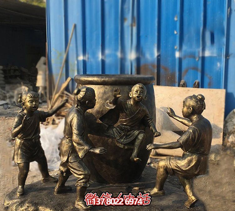 仿铜玻璃钢博鱼平台——司马光砸缸的寓言故事 仿铜玻璃钢博鱼平台——司马光砸缸的寓言故事