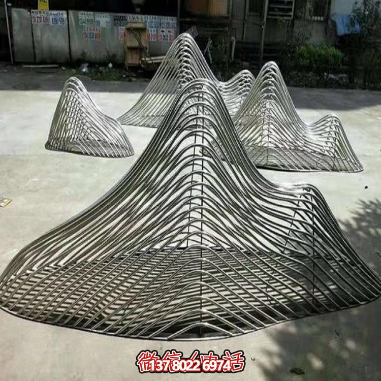 不锈钢镂空户外景区水景摆件假山博鱼平台