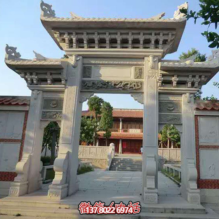 精美大理石石雕景区园林，大型门楼牌坊博鱼平台