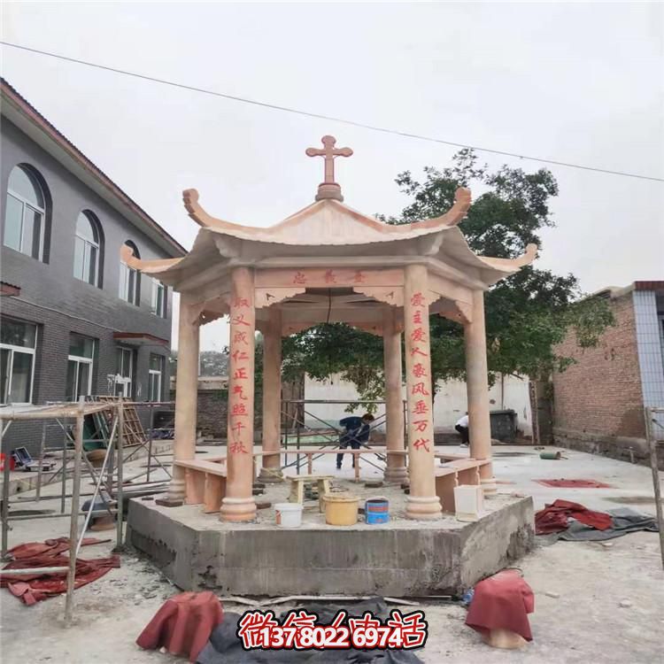天然大理石凉亭，营造休闲庭院