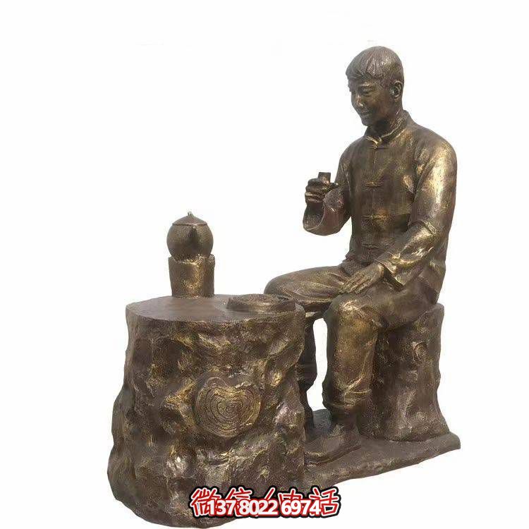 仿铜玻璃钢人物小品博鱼平台，景观户外公园装饰