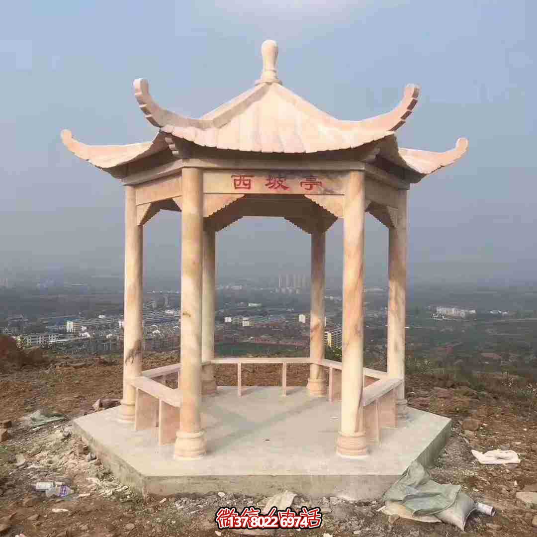 西坡凉亭景观，观赏大型晚霞红