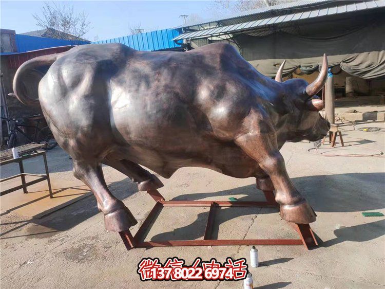 大型铜牛景观博鱼平台，招财摆件