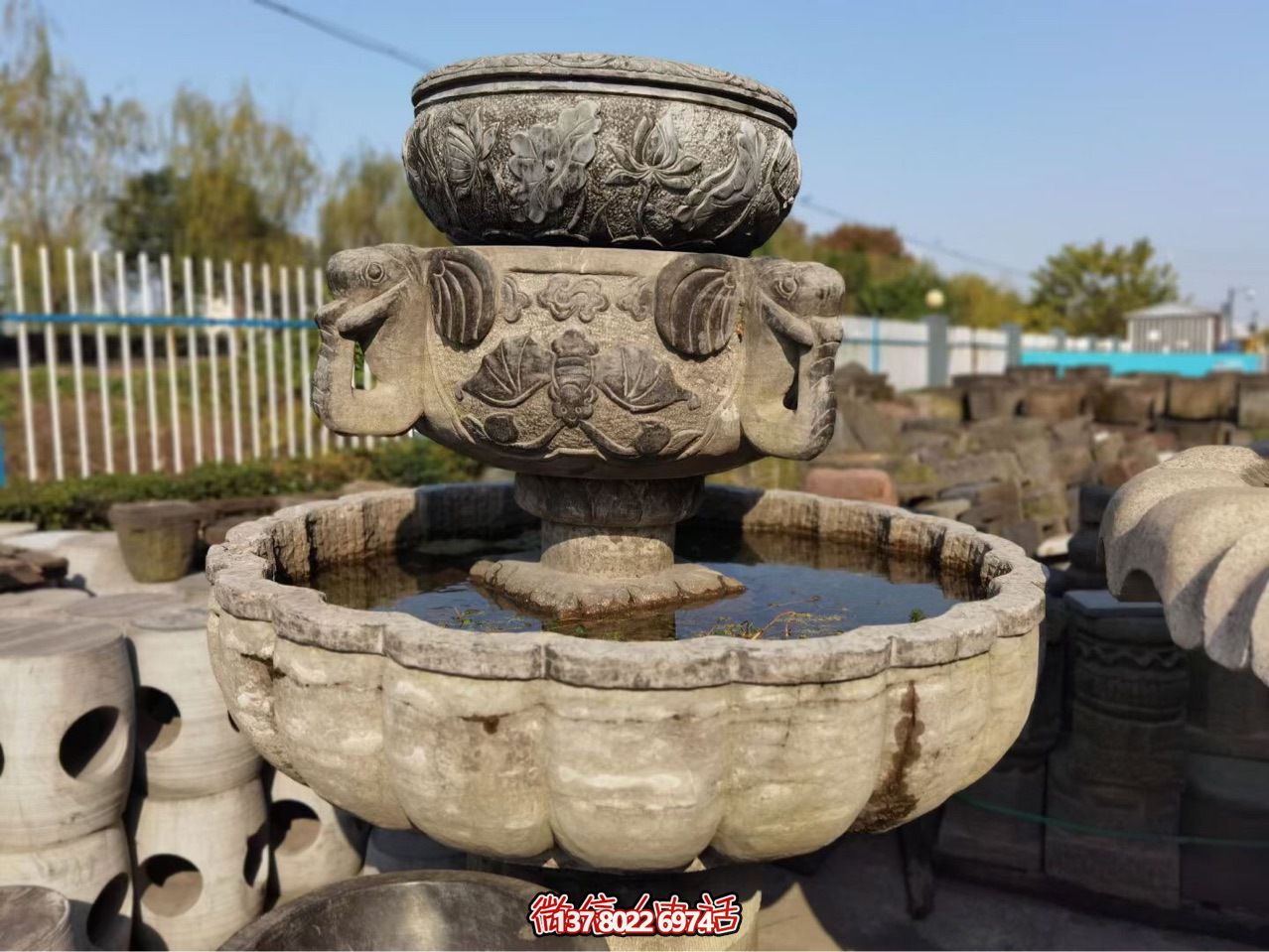 大理石户外大型石雕喷泉花盆博鱼平台