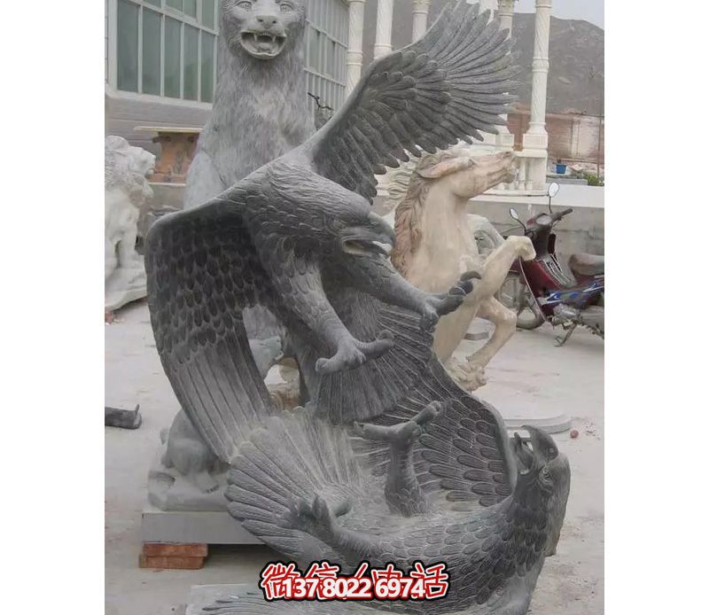 公园石雕老鹰博鱼平台
