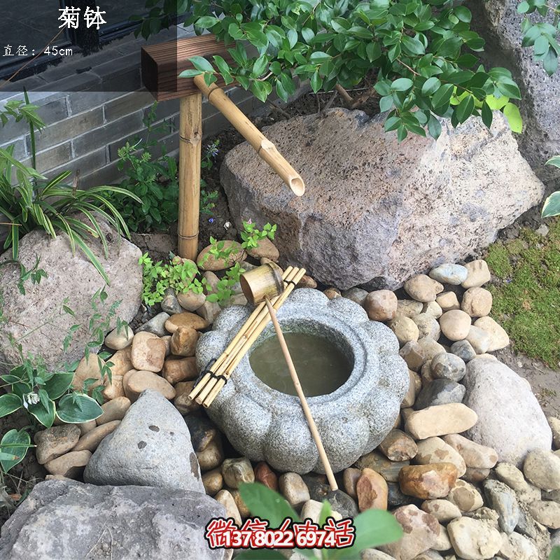 复古风格日式庭院喷泉