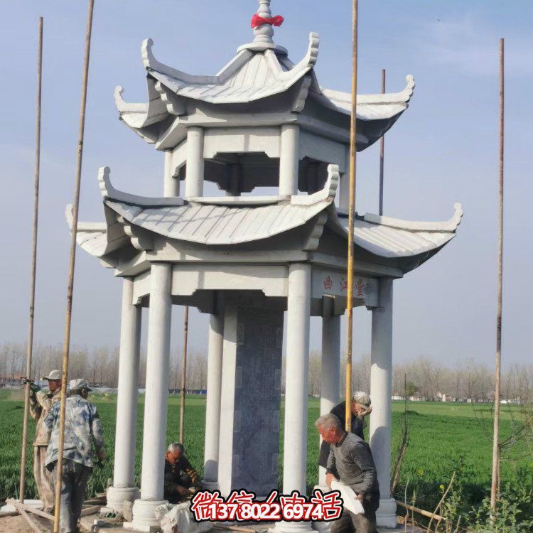 双层大理石石雕凉亭，点缀家园，打造美丽园林景观