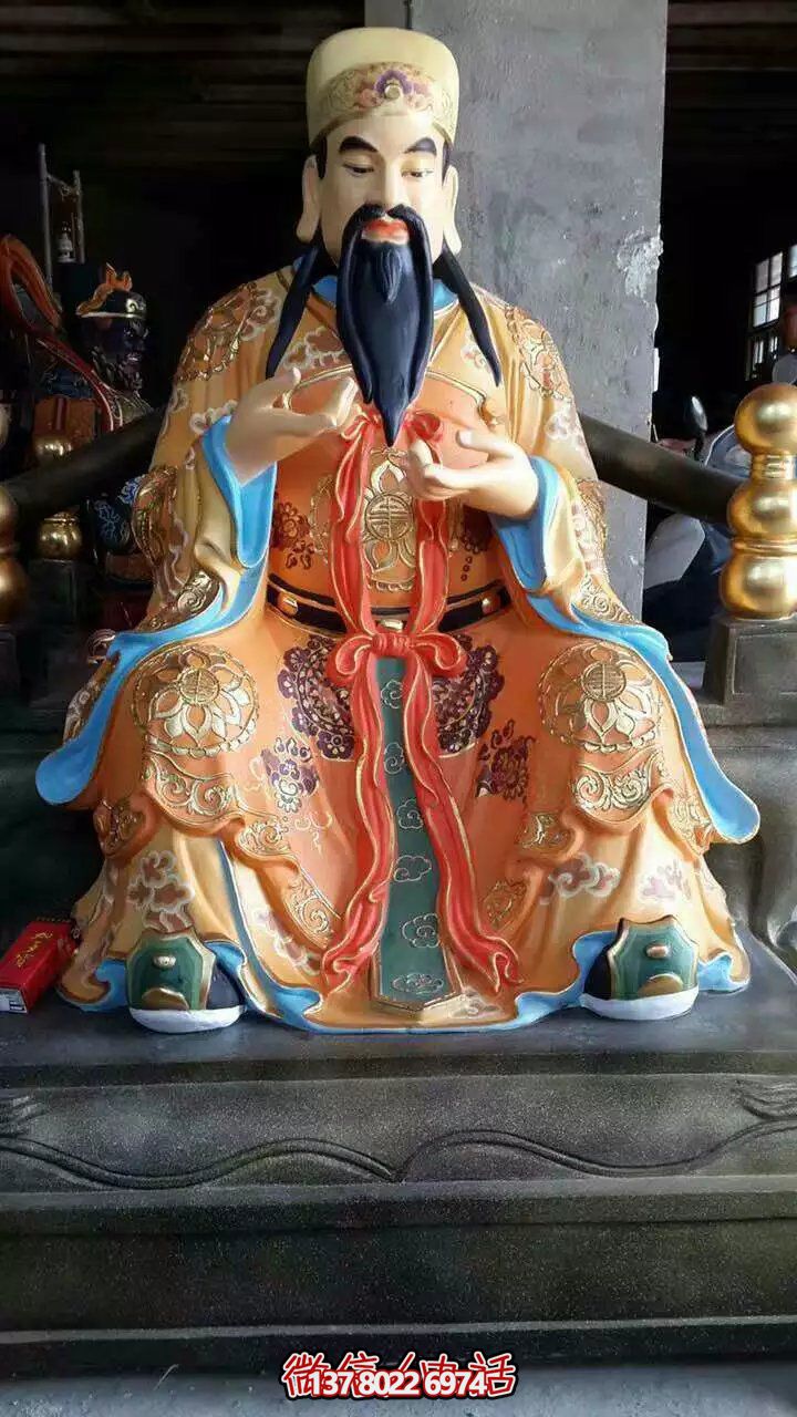 精美供奉财神博鱼平台，玻璃钢彩绘绚丽夺目