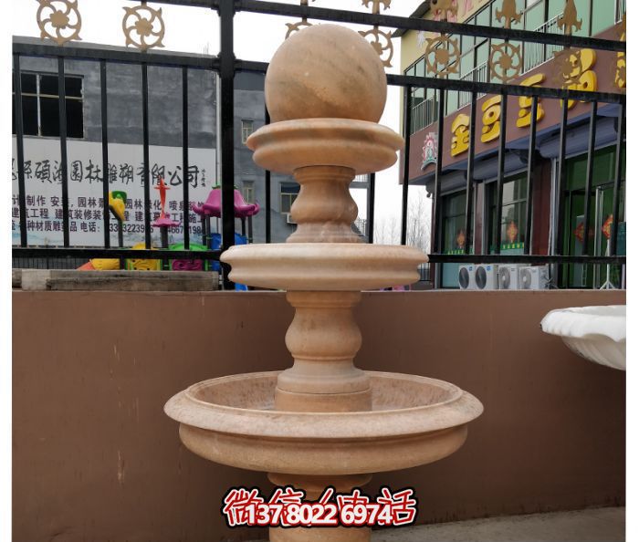 自然之美，多层风水球石雕晚霞红别墅