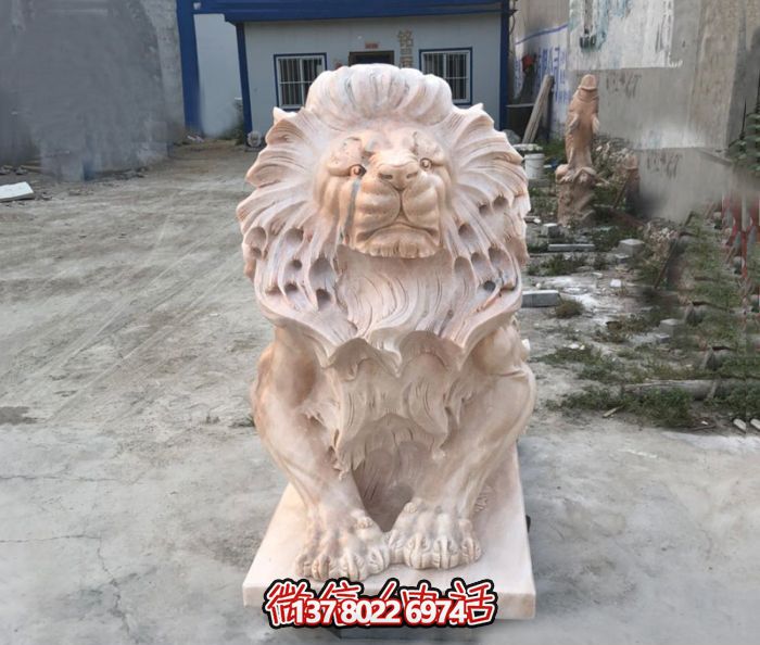 庭院大型仿真红石狮子博鱼平台