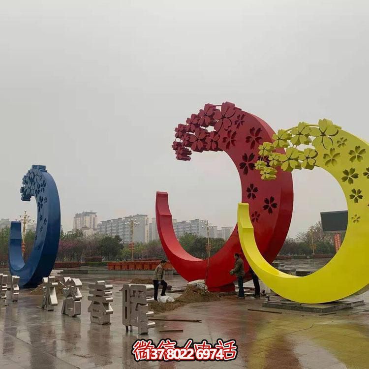 大型不锈钢景观博鱼平台摆件