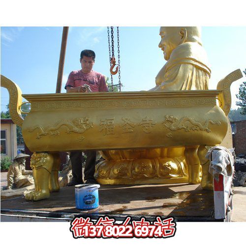 大型铜雕浮雕香炉烤漆金喷博鱼平台