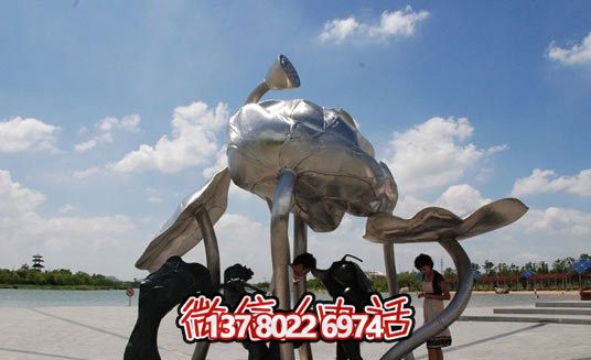 不锈钢荷叶博鱼平台——抽象艺术的精美体现