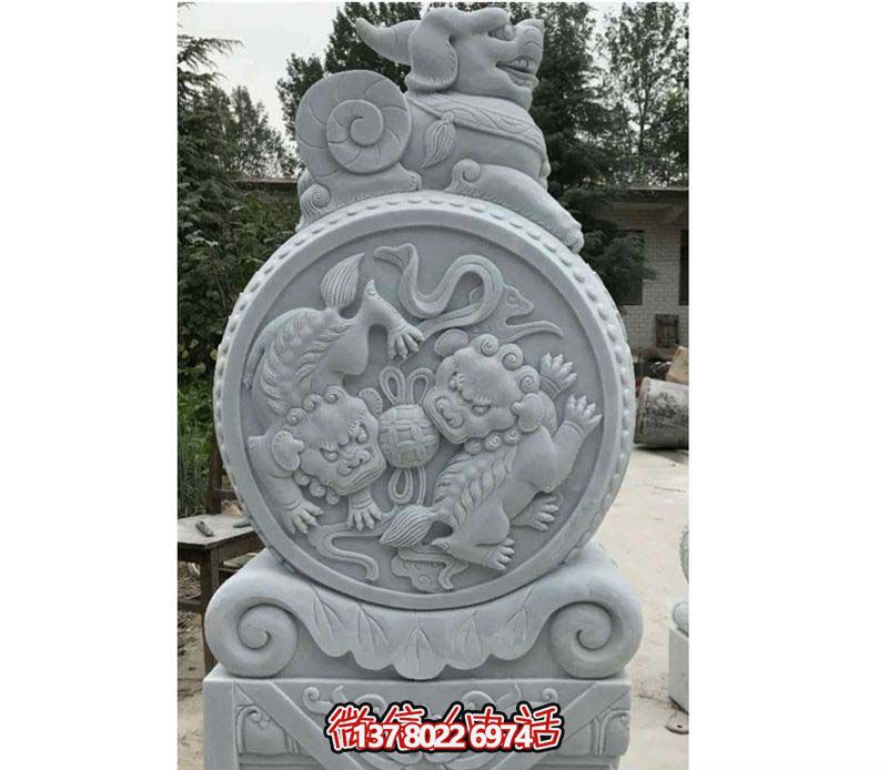 精美大理石抱鼓石博鱼平台，点缀园林景观