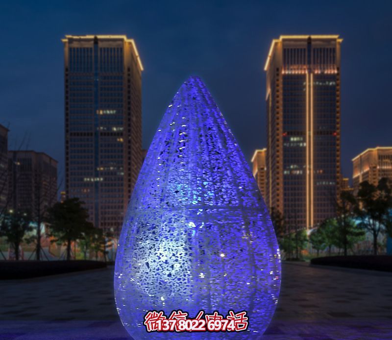 夜晚发光不锈钢镂空水滴博鱼平台