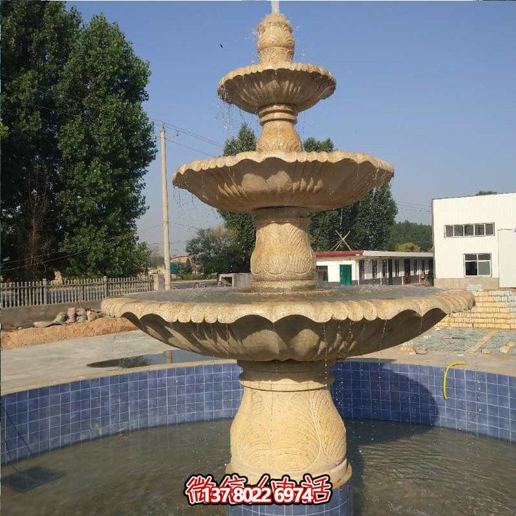 花岗岩喷泉流水摆件，给你不一样的户外广场园林景观博鱼平台