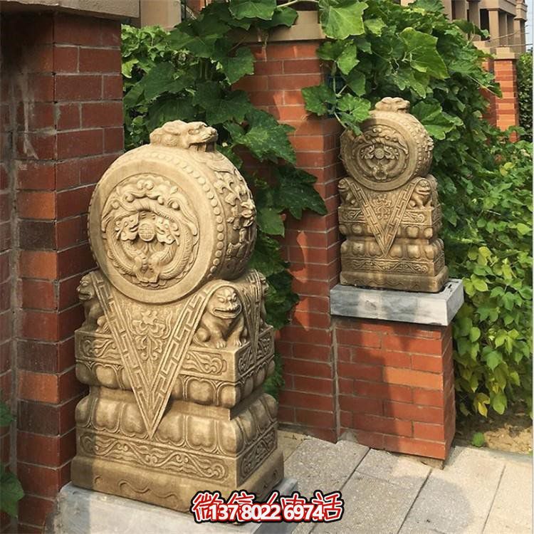 汉白玉门前抱鼓石博鱼平台