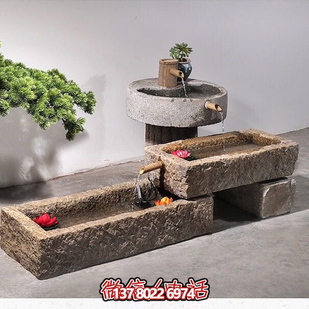 石槽组合户外鱼缸，完美景观美化家居养鱼空间