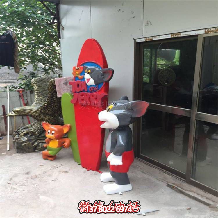 玻璃钢彩绘卡通猫和老鼠博鱼平台
