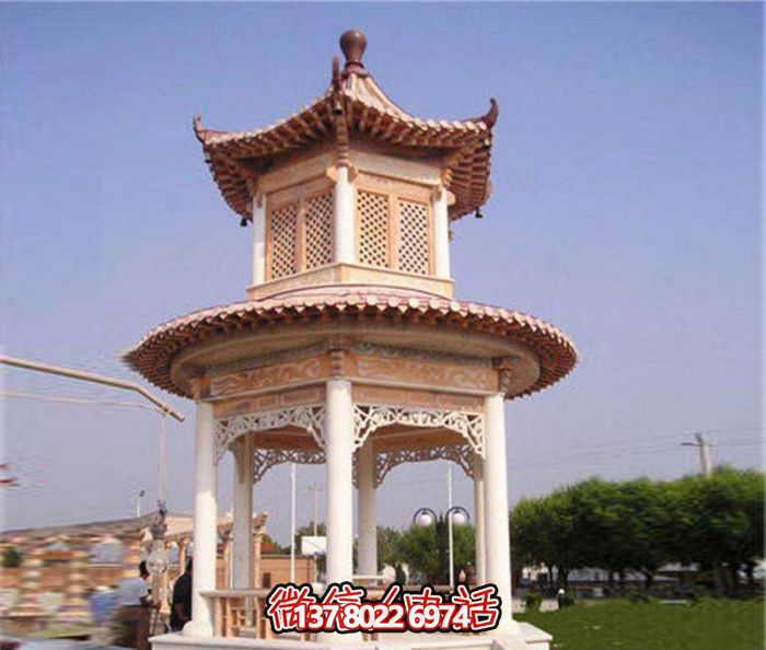 镂空雕刻凉亭,休闲享受晚霞红 镂空雕刻凉亭,休闲享受晚霞红