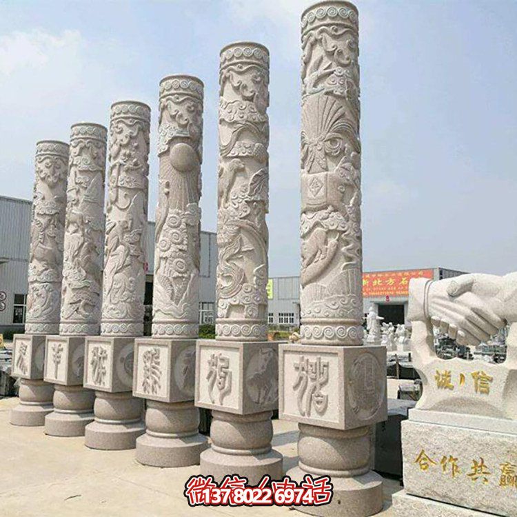 大理石石雕龙柱，给你家户外广场带来全新的装饰效果