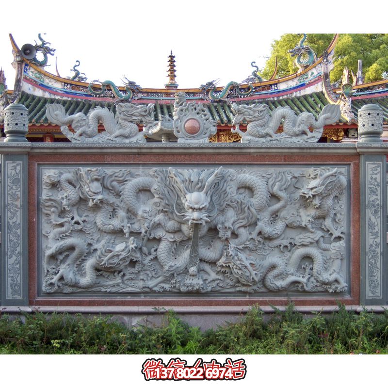 庭院创意大理石浮雕龙博鱼平台