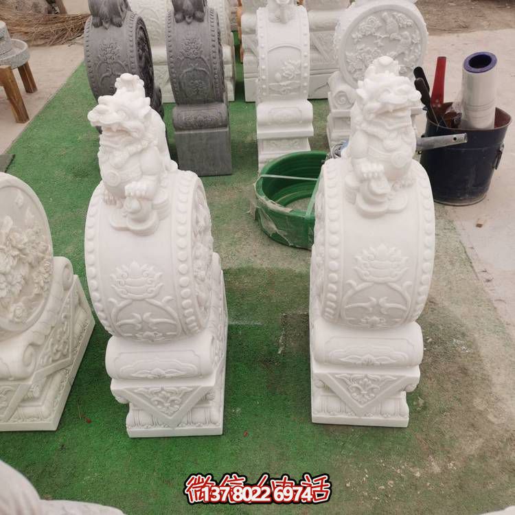 细腻的石雕艺术——汉白玉小象门墩博鱼平台