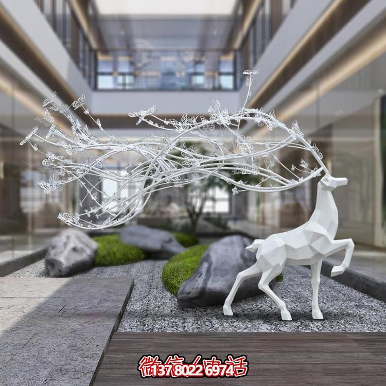大型几何抽象梅花鹿博鱼平台