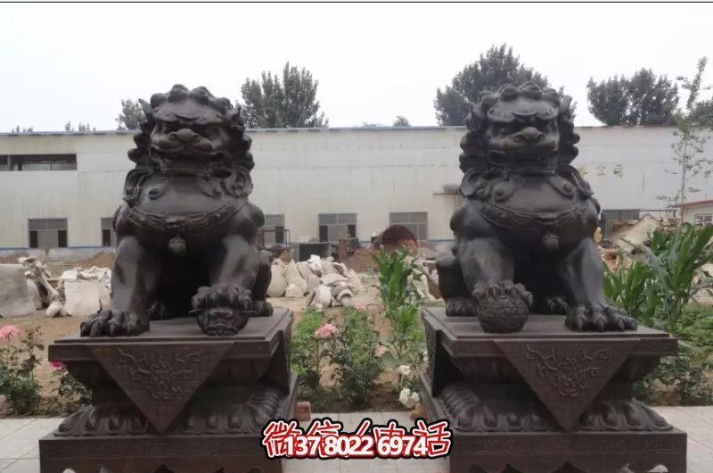 大型不锈钢仿铜家用别墅庭院狮子博鱼平台
