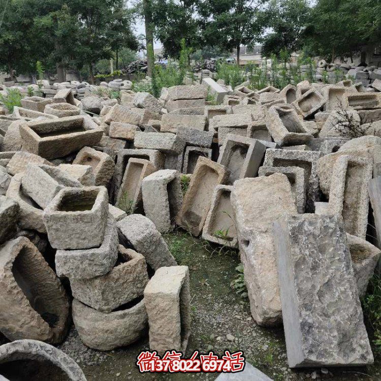 艺术精美的汉白玉仿古旧牛槽石槽博鱼平台