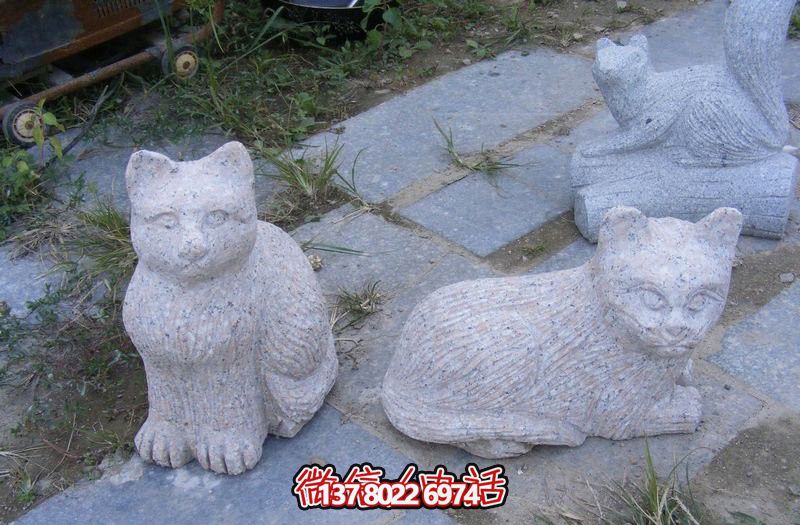 室外装饰大理石石雕卧着猫博鱼平台
