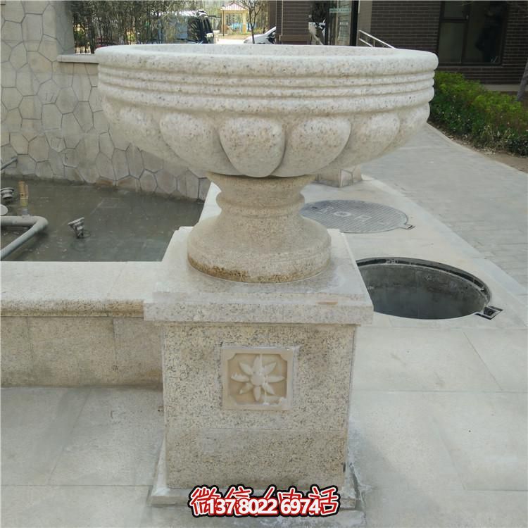 欧式户外园林景观石雕花盆博鱼平台