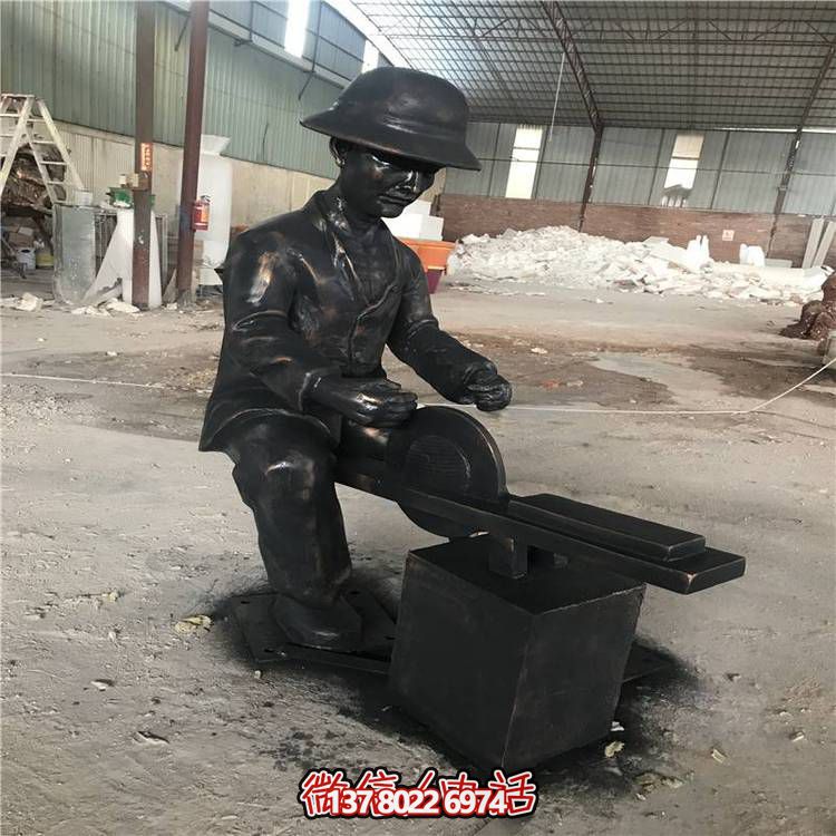 玻璃钢博鱼平台仿铜人物农耕文化主题博鱼平台