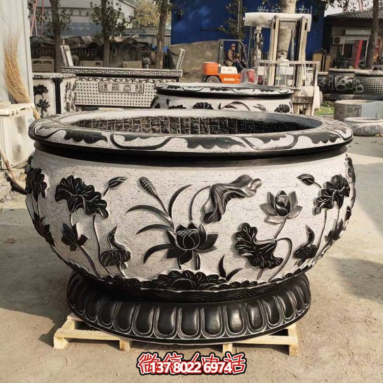 庭院大型仿古旧鱼缸博鱼平台