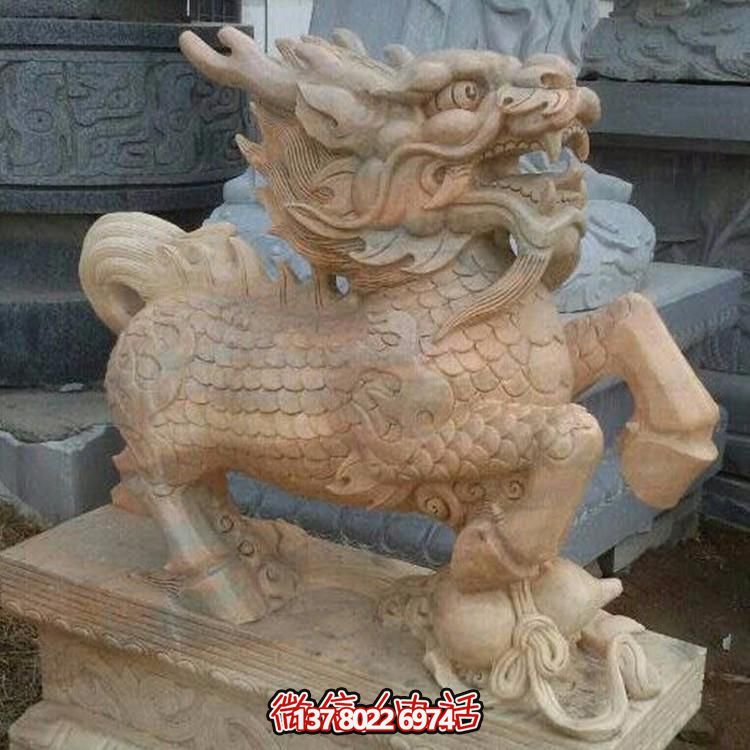 汉白玉狮子瑞兽石雕，给您的企业门前带来吉祥福气