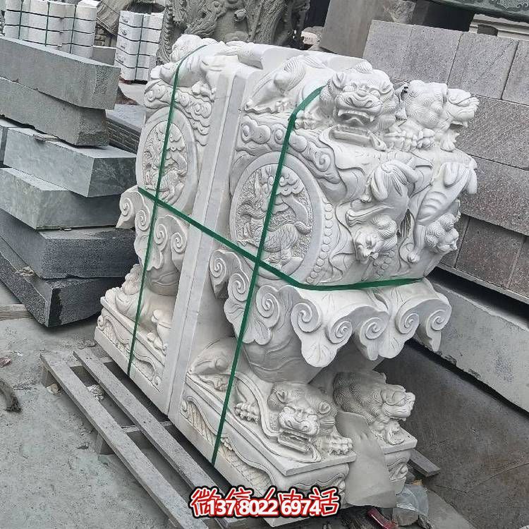 精美大型石雕门墩抱鼓博鱼平台
