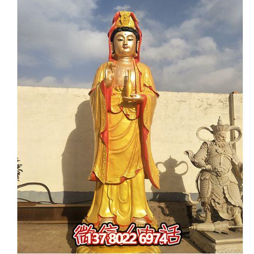 玻璃钢博鱼平台观音菩萨供奉彩绘漆金寺庙装饰