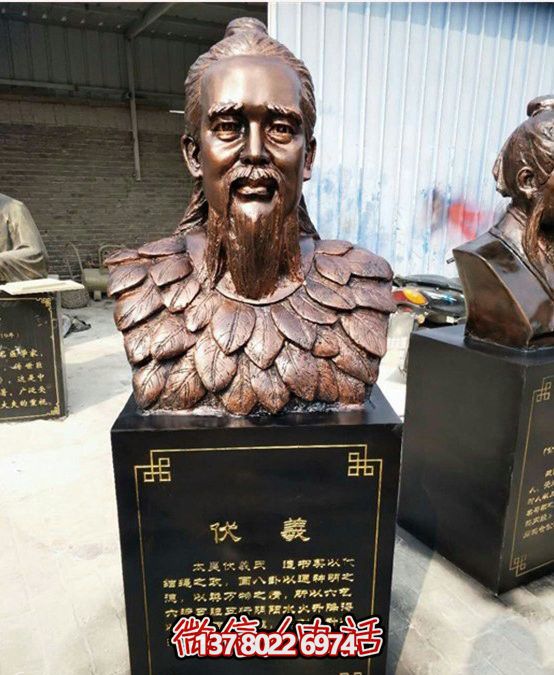 伏羲仿铜头像玻璃钢摆放装置