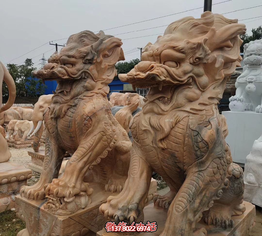 大型黄蜡石麒麟博鱼平台，点缀广场景观