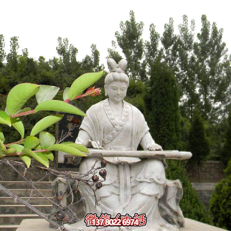 弹琴游玩古代景区，感受石雕博鱼平台之美