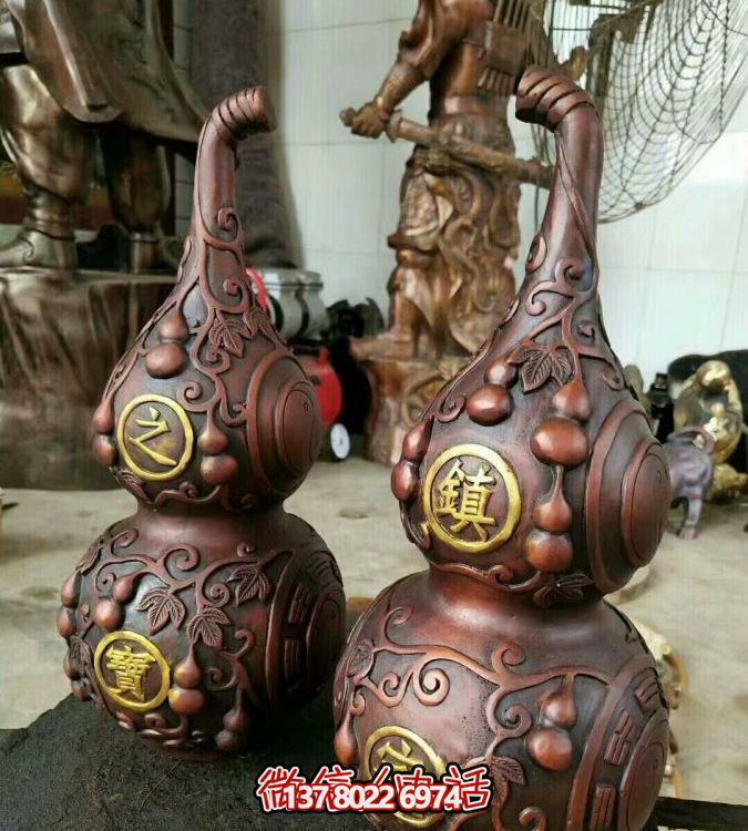 铜雕葫芦博鱼平台，增添家居的福气