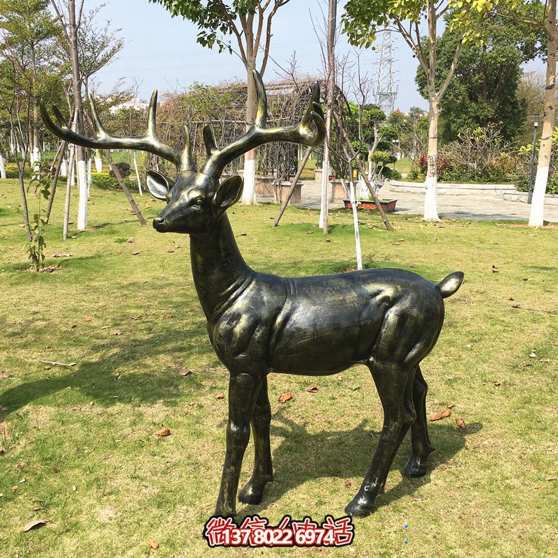 大型仿真鹿博鱼平台玻璃钢公园装饰品