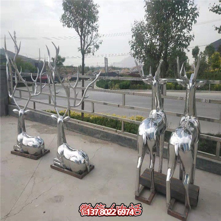 高级装饰艺术不锈钢鹿博鱼平台小品