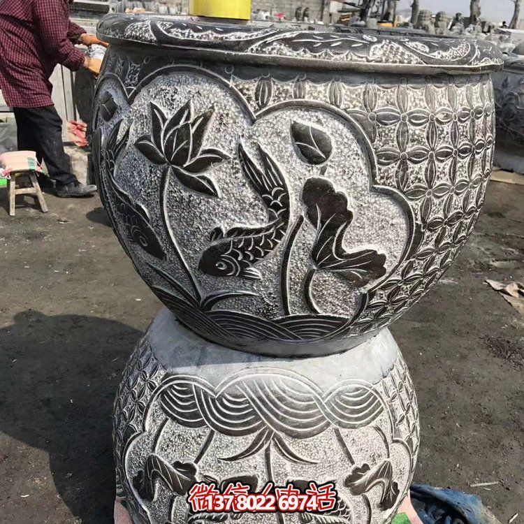 古典中式仿古石雕花盆，为您的庭院增添古风雅致