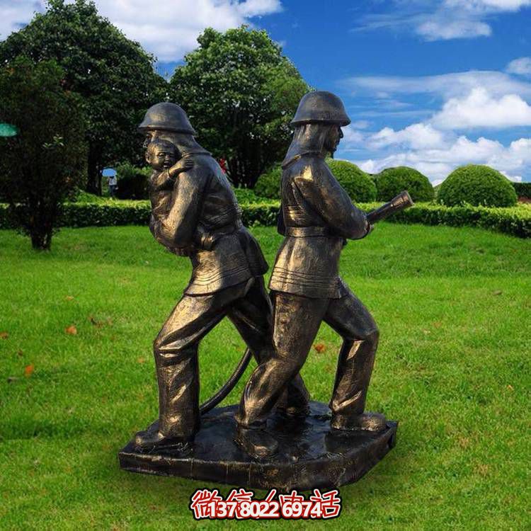 玻璃钢仿铜消防战士人物博鱼平台